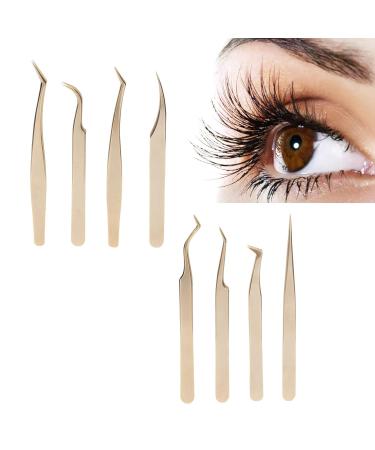 8pcs Eyelash Extension Tweezers Set - Curved & Straight Stainless Steel Beauty Tools for Professional Eyelash Application - Buy Online on SooperMarket.com