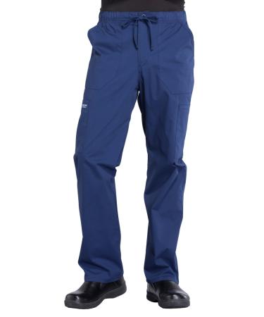 Cherokee Men Scrubs Pant Workwear Professionals Tapered Leg Fly Front Cargo WW190 Medium Navy