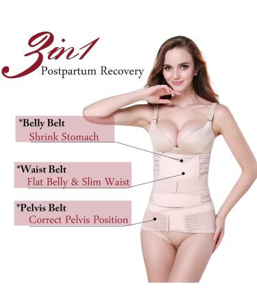 3-in-1 Postpartum Support Belt for Women | Abdominal Belt for After Birth & C-Section Recovery - Beige, Size L - Buy Online on SooperMarket.com