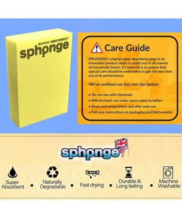 Super Absorbent Sponge By SPh2ONGE (Yellow) | Multi-Purpose | Designed to Hold 10x its Weight in Liquid | Re-usable | Perfect All Around Your Home | Effective on Every Surface | Drip-Free and Durable Yellow Block Sponge - Buy Online on SooperMarket.com