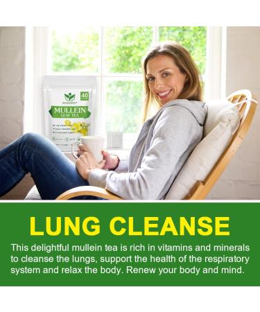 Mullein Tea Bags - Natural Lung Cleanse and Respiratory Support - 40 Caffeine-Free Tea Bags - Buy Online on SooperMarket.com