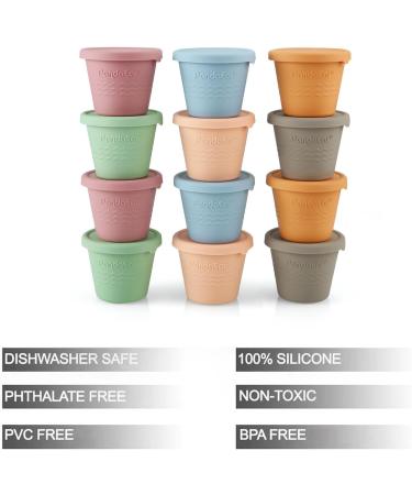 Pandaear 12-Piece Silicone Baby Food Storage Set | 4 oz Porridge Freezing Containers with Airtight Lids - Ideal for Complementary Baby Food - Buy Online on SooperMarket.com