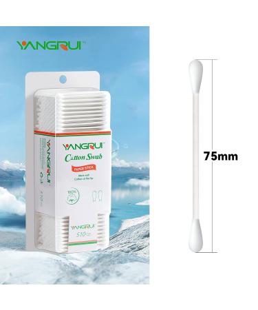 YANGRUI Cotton Swab 510 Count Paper Stick BPA Free Eco-friendly Cotton Buds - Pack of 1 - Buy Online on SooperMarket.com