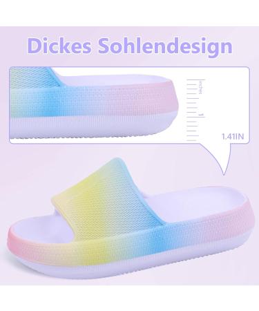 Buwege Unisex Kids Flip-Flops | Soft Slide-Resistant Bathing Shoes for Boys & Girls | Clouds Splash Design | Sizes 29-37 EU Rainbow - Buy Online on SooperMarket.com