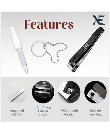 XE Nail Clipper with Disposable Nail File Stainless Steel Nail Cutter for Thick Fingernails and Toenails Wide Jaw Nail Clipper Set for Men and Women - Buy Online on SooperMarket.com