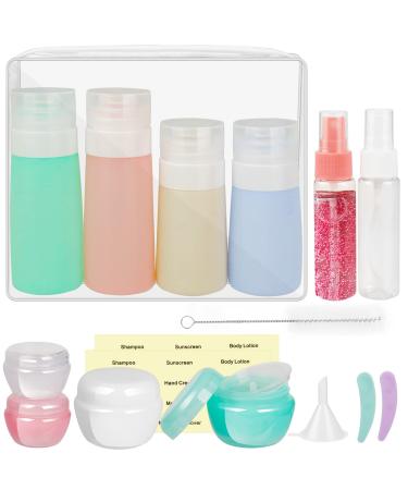 Silicone travel bottles Set 65/85ml 16 pieces of travel bottles. Expirable refillable TSA-enclosed travel set Cosmetics empty used for shampoo lotion lined shower gel (BPA-free)