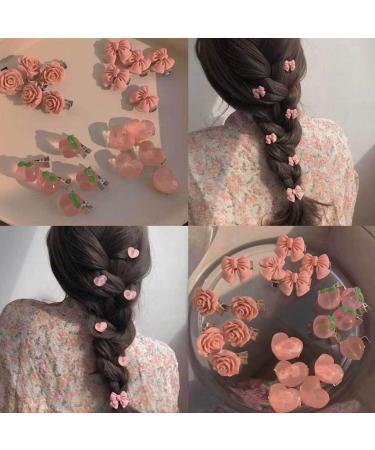 vreplrse 5 Pieces Pink Hair Clips Flower Women Girls Sweet Hairpins Styling Accessories Head Decoration Pin for DIY Crafts Heart - Buy Online on SooperMarket.com