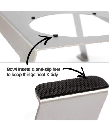 PetFusion Elevated Dog and Cat Bowls - Premium Anodized Aluminum Feeder with US Food Grade Stainless Steel Raised Bowls (Short 4 Metallic Gray) - Buy Online on SooperMarket.com