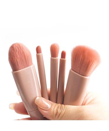 MJ JOMAY Mini Makeup Brush Set with Mirror - Professional Travel Set for Face, Eyebrow, Blush, and Lip Gloss - Pink - Buy Online on SooperMarket.com