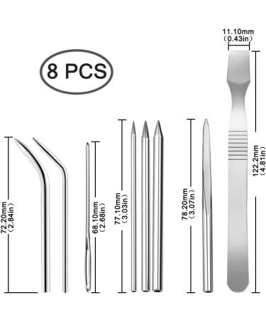 Sonku 8 Pack Paracord FID Lacing Needles Set with Smoothing Tool - Stainless Steel Stitching Set for Paracord Bracelet, Leather Weaving - 8 Sizes - Silver - Buy Online on SooperMarket.com