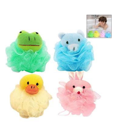 Xrten 4 pieces animal shower sponge cartoon bath sponge soap sponge cute massage sponge bath flower bath ball for children