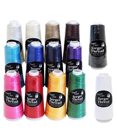 Serger Quilting Embroidery Thread Cones - 1500M Bundle of 14 Assorted Colors: