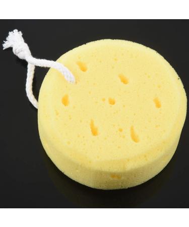 MRNHA Yellow Round Bath Body Shower Soft Sponge w Hanging Loop - Buy Online on SooperMarket.com