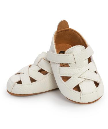RVROVIC Baby Boys Girls Sandals Premium Soft Anti-Slip Rubber Sole Infant Summer Outdoor Shoes Toddler First Walkers 12-18 Months 3 White