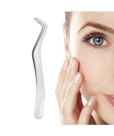 Eyelash tweezers for eyelash extensions |Eyeline extension tweezers made of stainless steel |Eyeline tweezers with comb for artificial eyelashes professional eyelash extension tools silver
