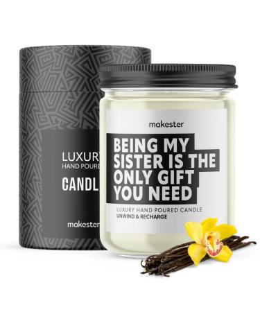 Sister Candle - 220g Soy Wax with Madagascan Vanilla Jasmine & Sugared Almond - Sister Gifts for Birthday or Christmas - Funny Candles by Makester