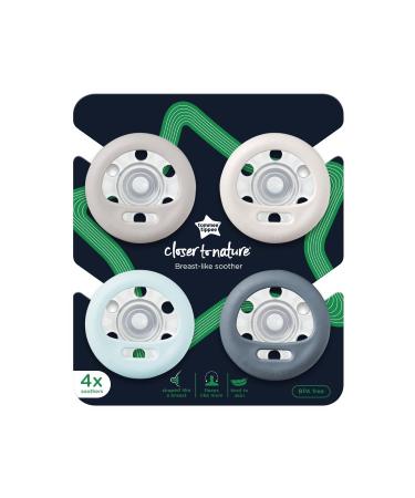 Tommy Tippee Of Course Shaped Pacifier Set - Skin-Like Texture Jaw-Friendly Design 0-6 Months 4-Pack Blue - 2022 Edition - Buy Online on SooperMarket.com
