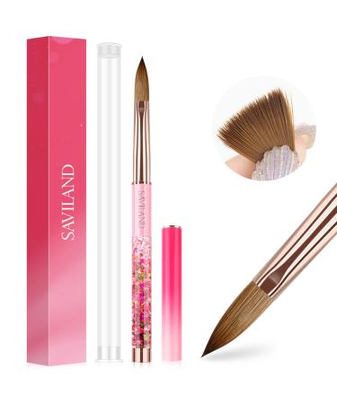 Saviland Size 12 Acrylic Brush - Acrylic Brushes for Nails Pink Gradient Handle Nail Brush for Acrylic Powder Nail Brushes for Acrylic Nails Acrylic Nail Brush for Beginners and Professionals 03-1 pc-pink-size 12