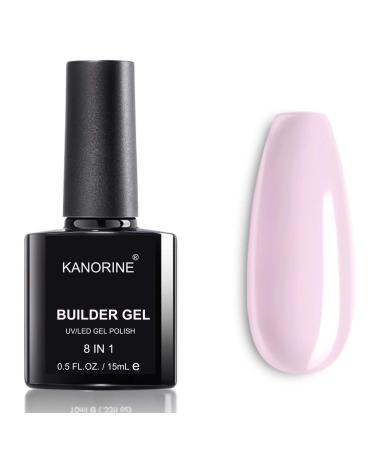KANORINE Gel Nail Polish Builder Nail Gel 8-in-1 PINK Gel Builder for Nails Hard Gel Builder Nail Strengthener Extension Gel Base False Nail Tips Glue Gel in a Bottle 15ML Pink01