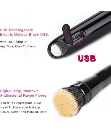 Electric Makeup Brush Automatic Rotating Makeup Brush with Foundation & Blusher Brush Heads for Liquid Cream Powder Based Make Up for All Skin Types - Buy Online on SooperMarket.com