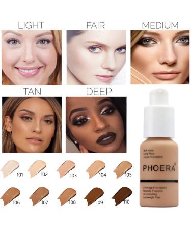 PHOERA Naturally Liquid Full Coverage Foundation - 8 Colors, Oil-Control Concealer | Gift Choice - 108 Tan - Buy Online on SooperMarket.com