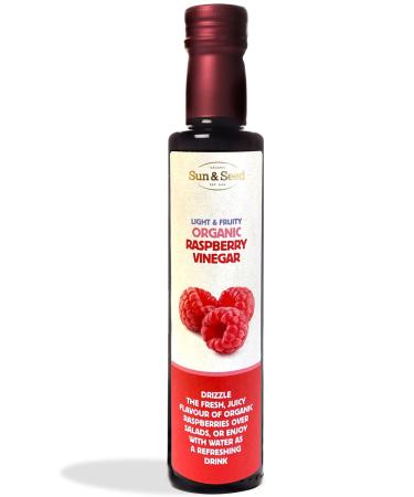 Organic Wild Raspberry Vinegar by Sun & Seed - 250ml - Made from Wild Raspberries - Vegan-Friendly - Gluten Dairy and Soy Free - Vibrant and Fruity Vinegar