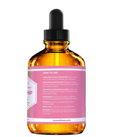 Leven Rose Rosehip Seed Oil - 100% Pure Organic Unrefined Cold Pressed Anti Aging Moisturizer - 4 Fl. Oz - Buy Online on SooperMarket.com