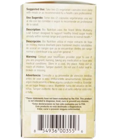 Bio Nutrition Inc White Mulberry Leaf Extract - 1000 mg - 60 Veg Capsules - Buy Online on SooperMarket.com