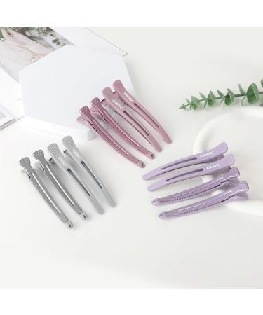 Shop Aimike 12 Morandi Hair Clips - No Trace Silicone Hairdresser Clamps for Thick & Thin Hair | Perfect for Styling & Cutting - Buy Online on SooperMarket.com