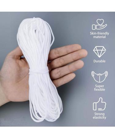 100 Yard 1/8 inch White Elastic Bands for Sewing - Heavy Stretch, Soft Ear Tie Rope for Masks - DIY Craft Elastic Cord - Buy Online on SooperMarket.com