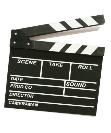 KISEER 12"x11" Movie Film Clap Board Wooden Movie Clapboard Film Clapper Board, Black & White