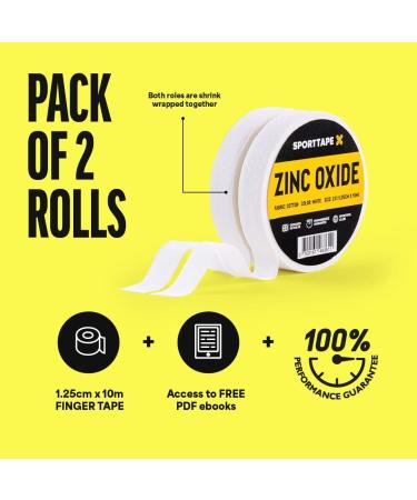 24 Rolls SPORTTAPE Finger Tape Zinc Oxide Tape - Black - 1.25cm x 10m | for Jiu Jitsu Bouldering Rock Climbing BJJ Crossfit Rowing Climbing & Golf (12 Packs of 2 Rolls) Black 1.25cm x 10m - 24 Rolls - Buy Online on SooperMarket.com