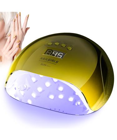 NailGirls LED UV Lamp Nail 150W Nail Lamp 4 Timer Auto Sensor LCD Display Nail polish dryer device Removable magnetic plate LED UV dryer nail lamp for gelail fingers/toenail nail studio gold