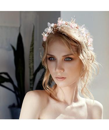 Princess Flower Headpiece Flower Girl Hair Accessories Wedding Hair Piece Pearl Wedding Headband Pearl Flower Leaf Headpieces for Princess Flower Girls and Bridesmaid - Buy Online on SooperMarket.com