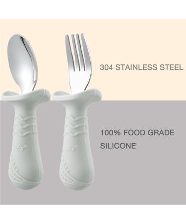 Pandaear 6-Piece Children's Cutlery Set | BPA-Free Silicone & Stainless Steel Baby Fork & Spoon | Anti-Choke Design | Ideal for 1-Year-Olds | Light Brown - Buy Online on SooperMarket.com