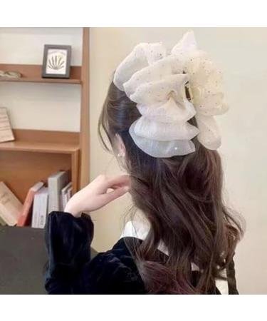 TYGHBN Bow Bubble Clips Chiffon Silk Hair Clips Large Chiffon Claw Clip Hair Bow Plastic Hair Claw Clips Fabric Floral Bows Claw Clip for Thick Long Hair (Black-A) - Buy Online on SooperMarket.com