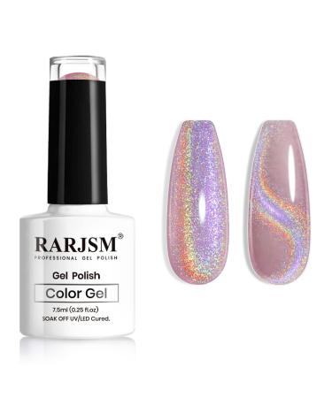 RARJSM Cat Eye Gel Nail Polish, Galaxy Chameleon Magnetic Gel Pink Holographic Glitter Gel Soak Off UV LED DIY Manicure Art for Salon Designs and Home DIY 7.5ML/0.26fl oz 7.5ML/0.26fl oz RAR254
