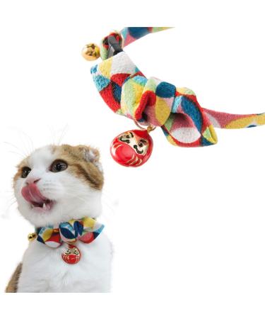 Necoichi Daruma Charm Bow Tie Cat Collar Red