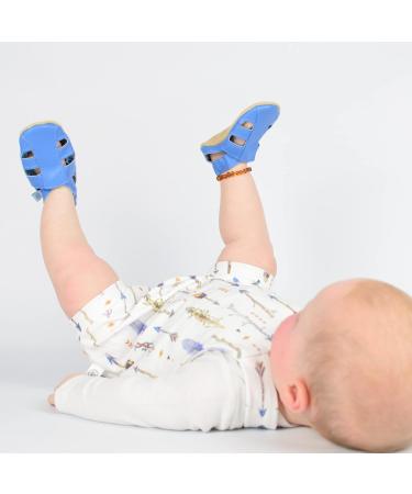 Dotty Fish Soft Leather Baby Shoes | Toddler Sandals | Non-Slip Suede Soles | Sky Blue | 0-6 Months to 3-4 Years - Buy Online on SooperMarket.com