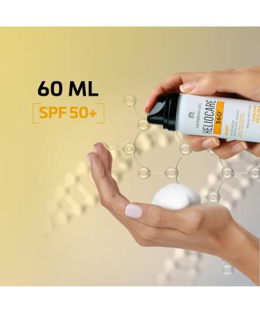 Heliocare 360 Airgel SPF50+ 60ml | Mousse Sunscreen for Face & Neck | UVA UVB Visible Light Infrared-A Anti-Ageing Sun Protection | Suits All Skin Types | Matte Finish | Supercharged with Antioxidants - Buy Online on SooperMarket.com