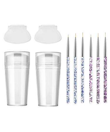 10Pcs French Tip Stamp French Manicure Kit with Nail Dotting Pen Double Sided Transparent Nail Stamper Art Design Manicure Tools for French Manicure Home DIY Nail Salon