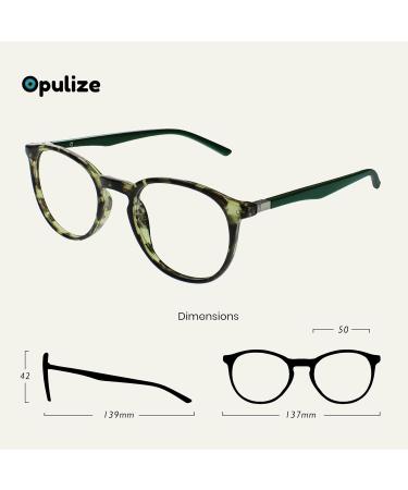 Opulize Met Reading Glasses 2 Pack - Slim Round Frame Scratch-Resistant Green Tortoise Spring Hinges +3.50 Dioptria for Men & Women - Buy Online on SooperMarket.com