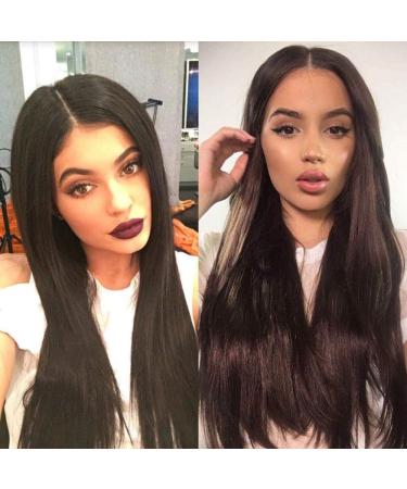 Fashion European and American Wigs Ladies Black Long Hair Liu Haizhong Long Straight Hair High Temperature Silk Wig Headgeartark Brown Light Brown