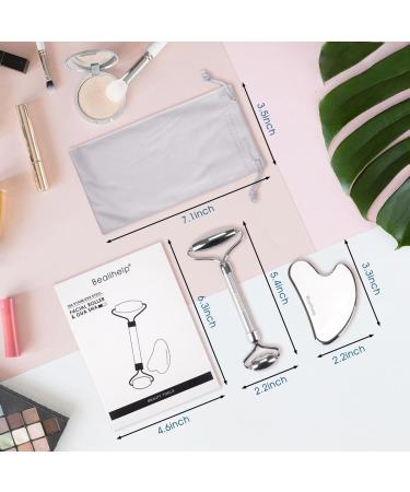 Stainless Steel Face Roller & Gua Sha Tool | Anti-Aging Skin Care for Puffiness & Wrinkles - Buy Online on SooperMarket.com