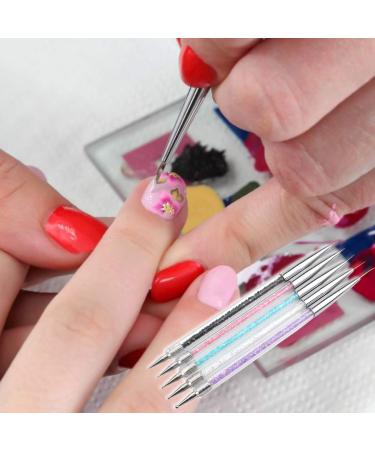 NATUCE 5 Pcs Nail Art Brush Set - Double Ended Nail Design Pens (6/8/10/12/15 mm) for Professional Nail Art - Buy Online on SooperMarket.com