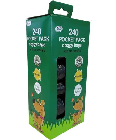 TidyZ 240 DOGGY BAGS WITH TIE HANDLES POCKET PACK FRAGRANCED BLACK (12 rolls of 20 Bags) - Buy Online on SooperMarket.com