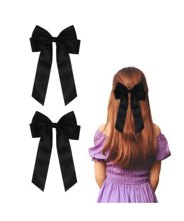 Pack of 2 Hair Bows Hair Clips with Bow Bow Hair for Girls Women (Black)