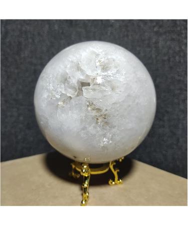 Natural Sphere Natural White Crystal Cave Moss Water Grass Agate Ball Feng Shui Home Decoration 1pc 1100-1200g - Buy Online on SooperMarket.com