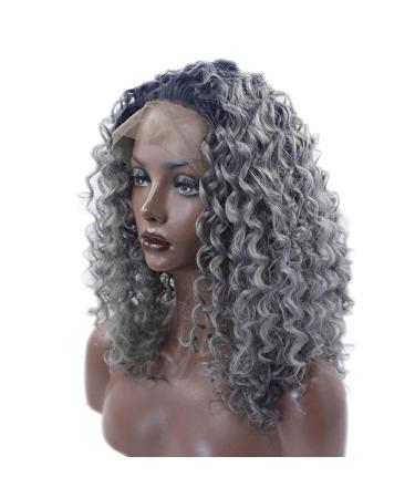 BGHJUE Women's Dark Grey Long Wave Synthetic Wig | Curly Lace Front Hairpieces for International Shipping - Buy Online on SooperMarket.com