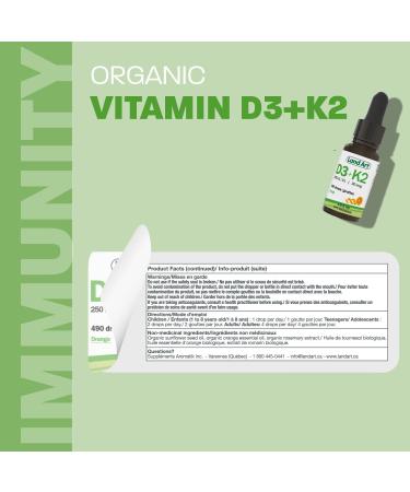 Certified Organic Vitamin D3 & K2 (MK7-Natto) - 490 Drops- Support Your Bones Immune System - Non-GMO - Gluten Free - Made in Canada (13.5 ml (Pack of 2)) - Buy Online on SooperMarket.com